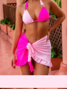 Moda Minx Neon Pink Ruffle Sarong Cover-Up | One Size | Beach Wrap